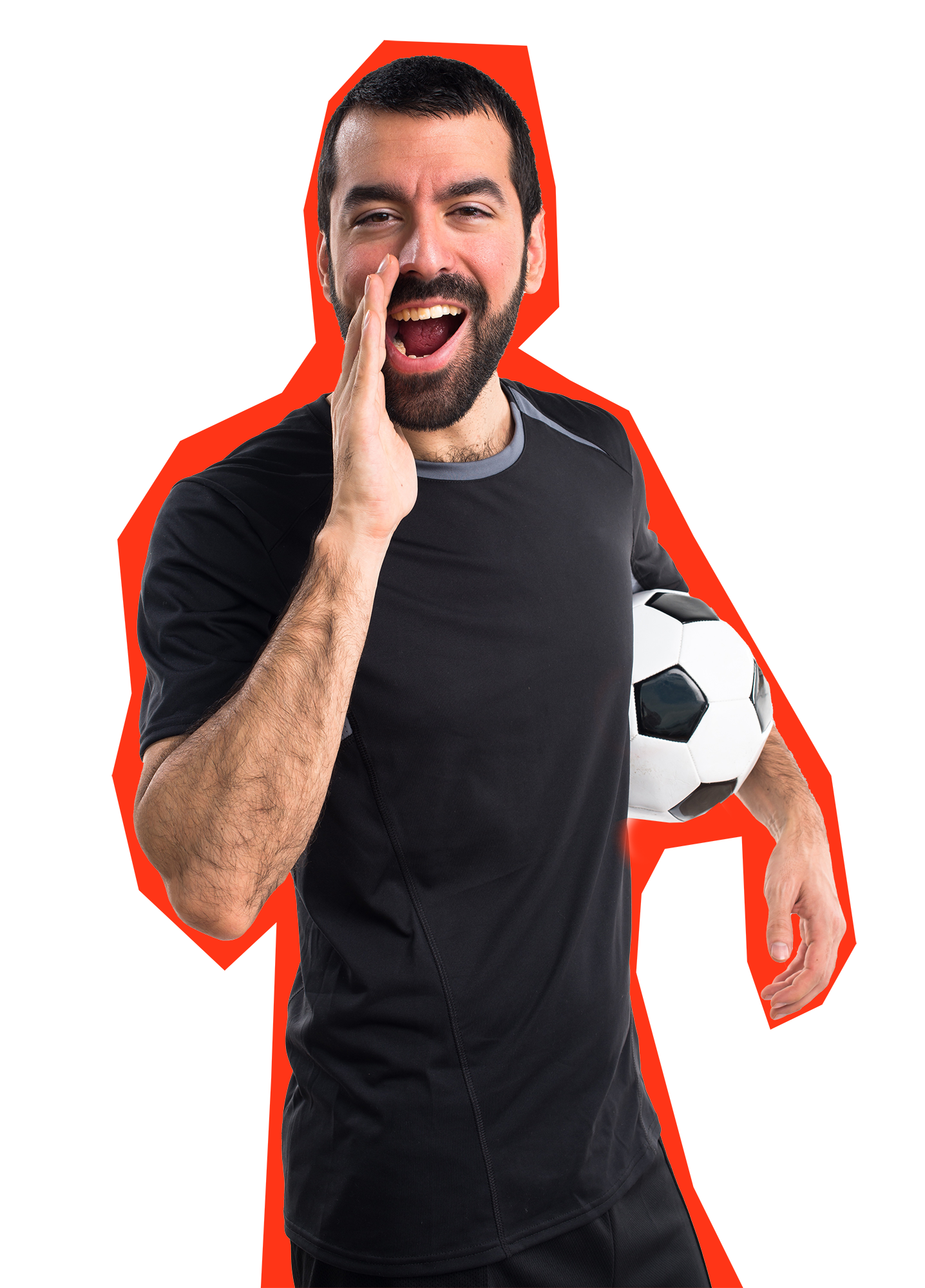 Footballer whispering a secret
